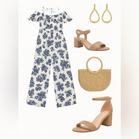 VENUS Pants - Venus Floral Off-Shoulder Jumpsuit